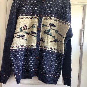 Northern Reflections Blue and Cream Cardigan with Nordic Design